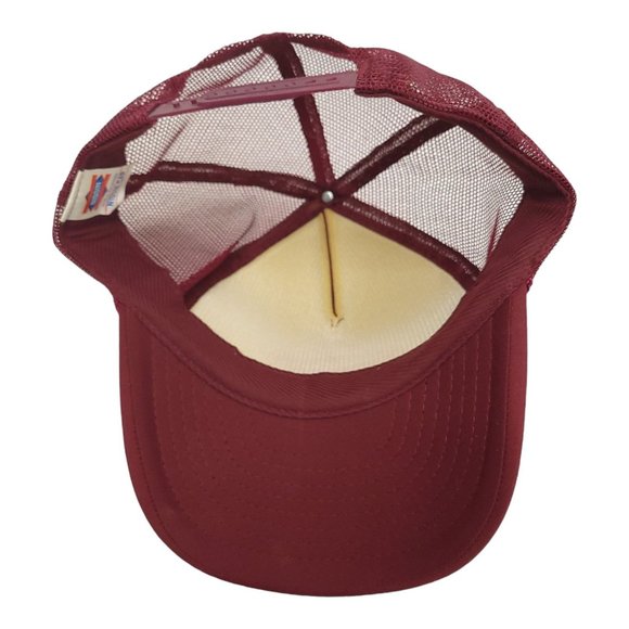 Big V Water Rope Braid Mesh Snapback Cap Trucker Foam Baseball Maroon Hat Nissin - Picture 5 of 13